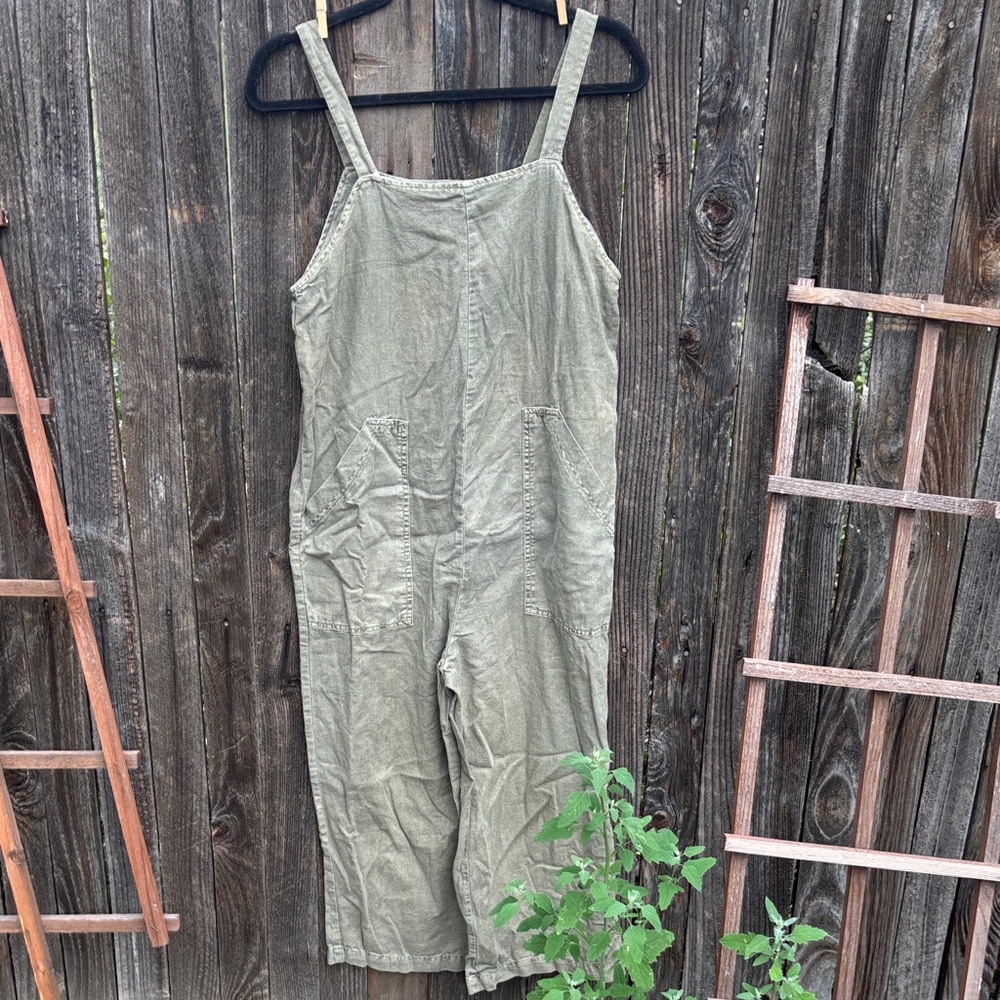 Olive Green Women's Linen Jumpsuit